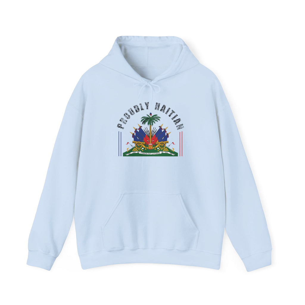 Proudly Haitian Haiti Coat of Arms Patriotic Unisex Heavy Blend™ Hooded Sweatshirt