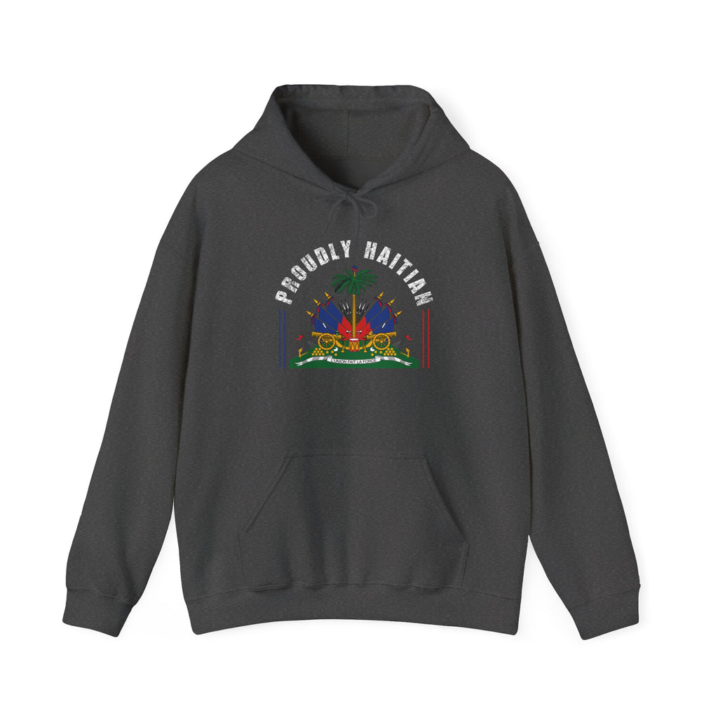 Proudly Haitian Haiti Coat of Arms Patriotic Unisex Heavy Blend™ Hooded Sweatshirt