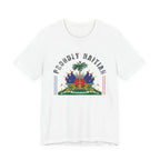 Proudly Haitian Haiti Coat of Arms Patriotic Unisex Jersey Short Sleeve Tee