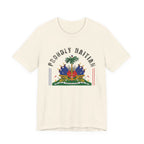 Proudly Haitian Haiti Coat of Arms Patriotic Unisex Jersey Short Sleeve Tee