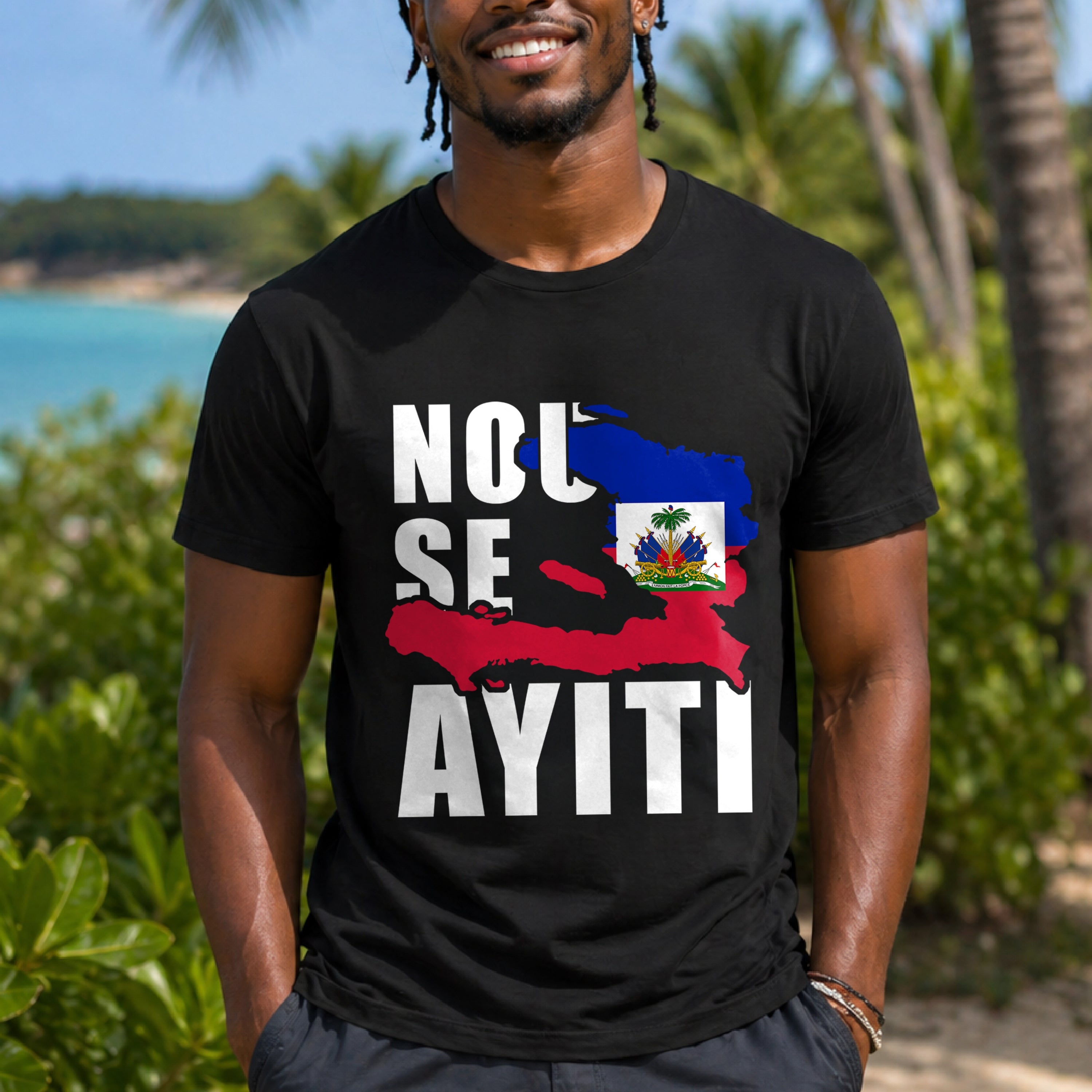 Nou Se Ayiti Haitian Flag Map Patriotic Unisex Jersey Short Sleeve Tee