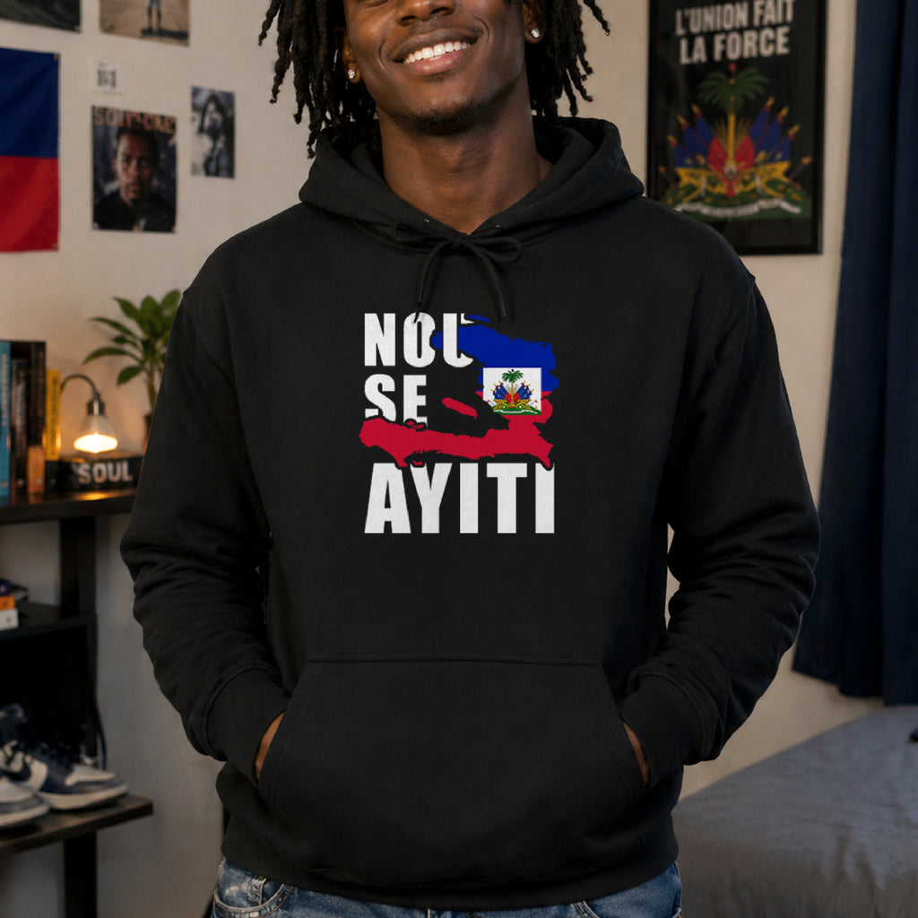 Nou Se Ayiti Haitian Flag Map Patriotic Unisex Heavy Blend™ Hooded Sweatshirt