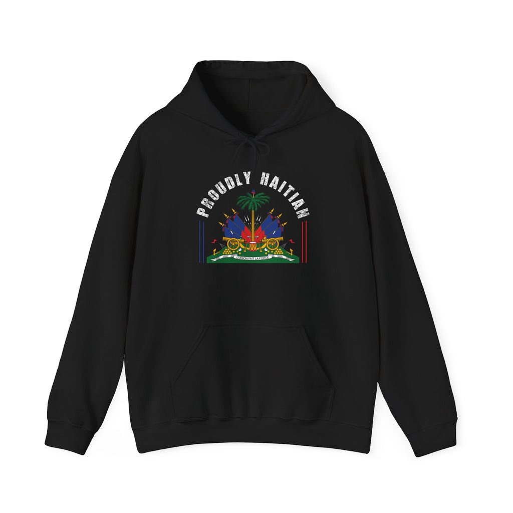 Proudly Haitian Haiti Coat of Arms Patriotic Unisex Heavy Blend™ Hooded Sweatshirt