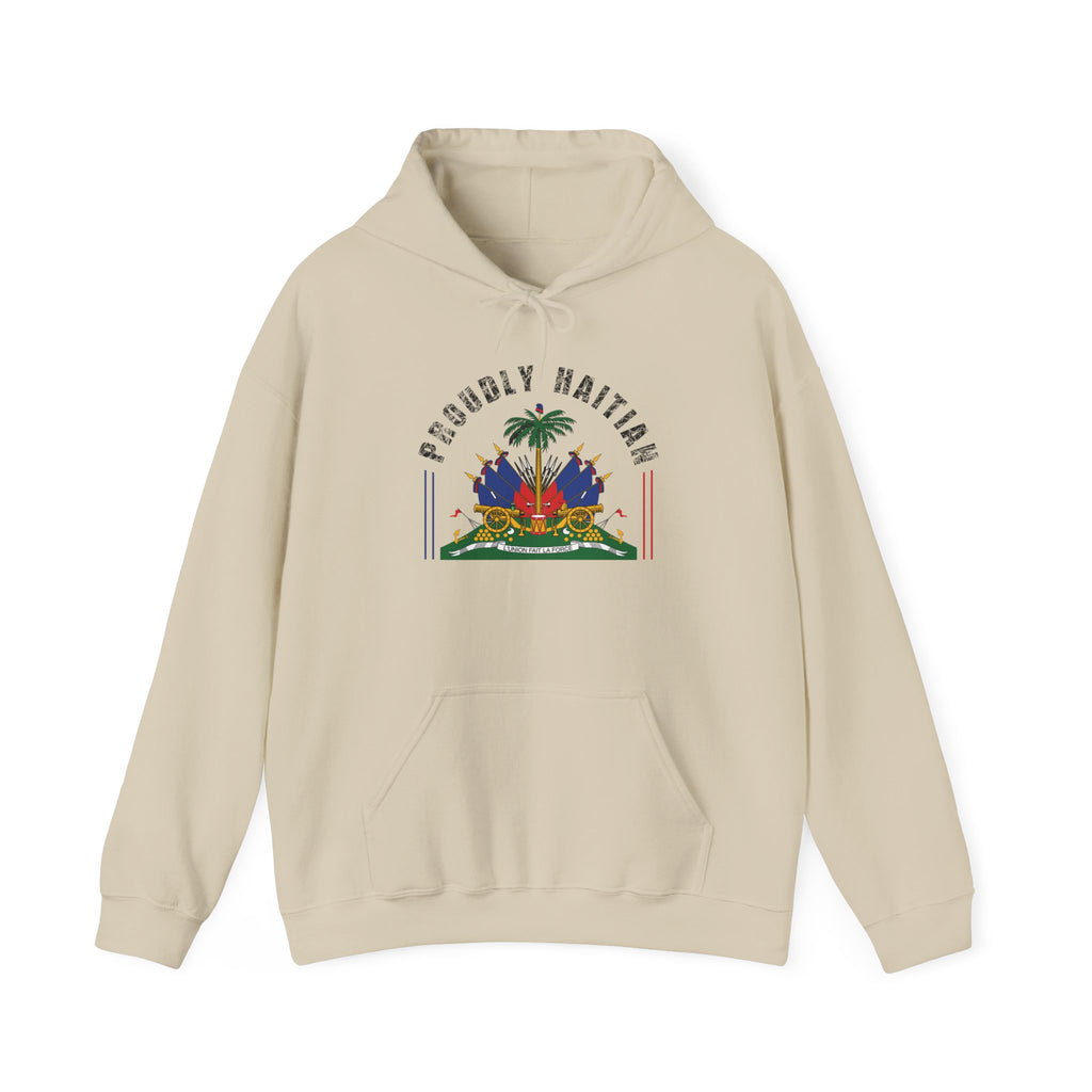 Proudly Haitian Haiti Coat of Arms Patriotic Unisex Heavy Blend™ Hooded Sweatshirt